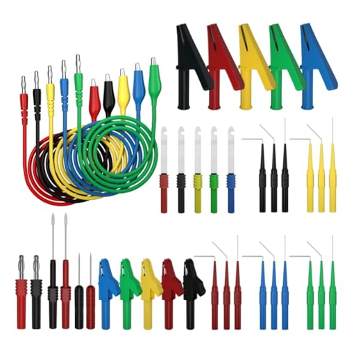 Losueeun 41-Teiliges Multimeter-Messleitungsset, 4-Mm-Bananenstecker auf Krokodilklemme, Messleitung mit Drahtstechsonden, Krokodilklemme, Einfach zu Bedienen von Losueeun