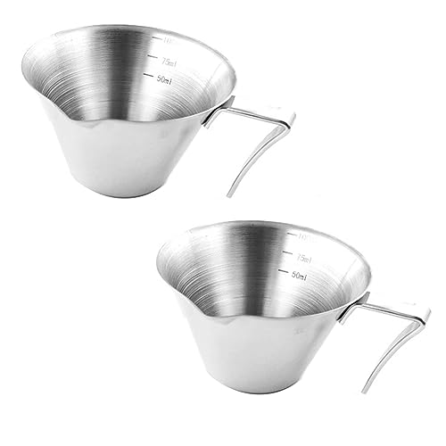 Losueeun Espresso-Messbecher, Espresso-Ausgießbecher mit, 2er-Pack, Double-Shot-Espressotassen, Silber von Losueeun