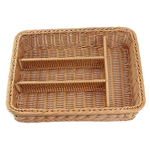 Losueeun KüChen Schublade Organizer Besteck Aufbewahrung Korb 4 FäCher KüChen Gabeln Messer Rattan Aufbewahrung Tablett von Losueeun