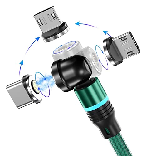 Magnetisches Ladekabel 3A Schnelles Aufladen & Datensynchronisation 1M/2M Magnet-USB-Kabel 360°+180° Drehen Magnetisch 3 in 1 Magnetkabel für Alle Android Phone/Micro USB/Typ C/USB C Smartphones von Losuesme