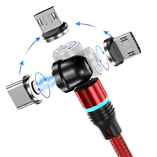 Magnetisches Ladekabel 3A Schnelles Aufladen & Datensynchronisation 1M/2M Magnet-USB-Kabel 360°+180° Drehen Magnetisch 3 in 1 Magnetkabel für Alle Android Phone/Micro USB/Typ C/USB C Smartphones von Losuesme