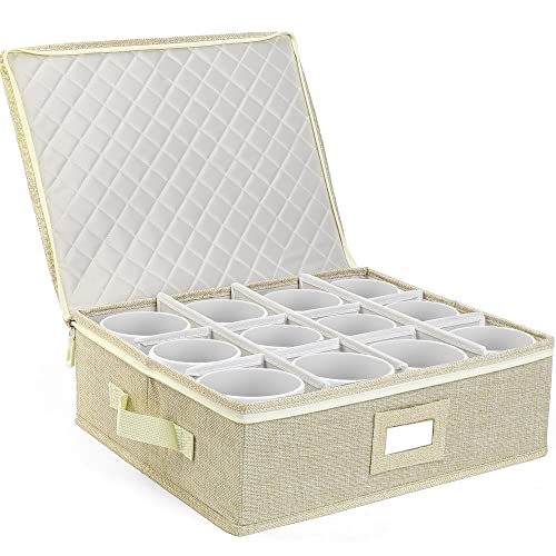 LotFancy Aufbewahrungsbehälter für Tassen und Tassen, Hartschalen-Geschirr, Aufbewahrungsbox (Beige, Aufbewahrungsbehälter für Tassen) von LotFancy