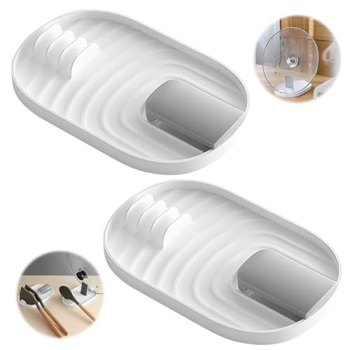 Lotbun 2 pcs Topfdeckelhalter, spoon holder löffelablage, Topfdeckelablage und Besteckablage, küchengadgets, für Küche Arbeitsplatte von Tropfflecken (weiß) von Lotbun