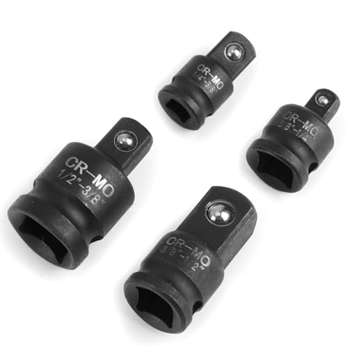 Lotbun 4 Stück Stecknuss Adapter 1/4 auf 3/8, 3/8 auf 1/4, 3/8 auf 1/2, 1/2 auf 3/8, Schlagschrauber Adapter für Drehmomentschlüssel, Bohrer, Ratschen von Lotbun