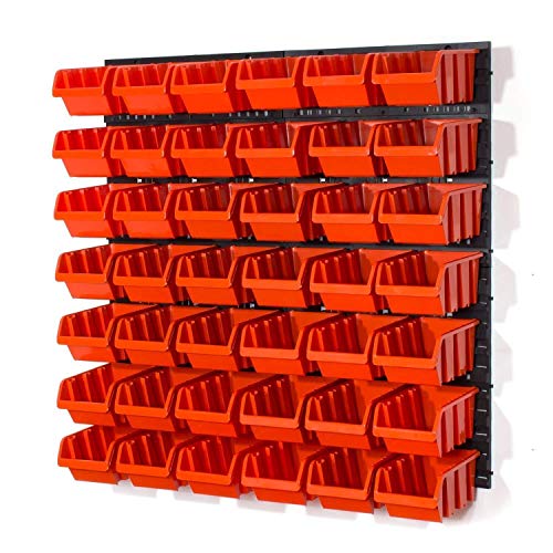 Lager Wandregal Lagerregal, 42 Stapelboxen Orange Gr. 3 , 4 Wandplatten von Prosperplast