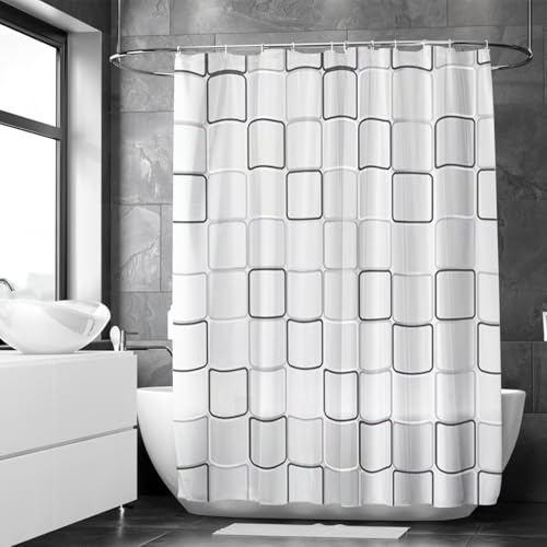 Loti Living Anti-Schimmel Duschvorhang 180x200 cm Cube - Inkl. Ringe - Polyester - Shower Curtains - Duschvorhang Anti Schimmel - Duschvorhang Badewanne - Duschvorhang von Loti Living