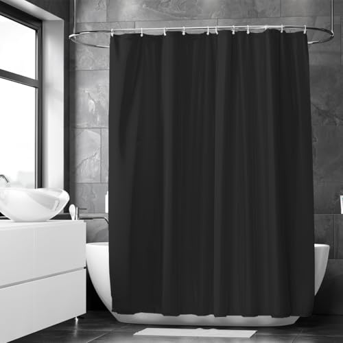 Loti Living Anti-Schimmel Duschvorhang 180x200 cm - Schwarz Polyester - Inkl. Ringe - Shower Curtains - Duschvorhang Anti Schimmel - Duschvorhang Badewanne - Duschvorhang Schwarz von Loti Living
