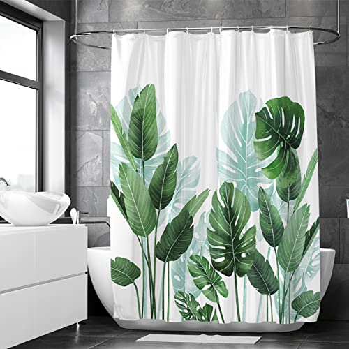 Loti Living Duschvorhang 180x200 cm - Grün Strelitzia Pflanzen Design - Anti Schimmel & Waschbar – Stoff aus Textil – Wasserdicht – Inkl. 12 Ringe – Badewannenvorhang für Dusche & Bad - Polyester von Loti Living
