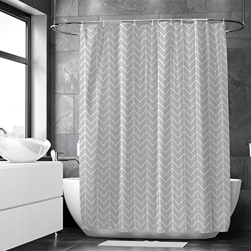 Loti Living Anti-Schimmel Duschvorhang 180x200 cm Graues Muster - Inkl. Ringe - Shower Curtains - Duschvorhang Anti Schimmel - Duschvorhang Badewanne - Duschvorhang Grau - Duschvorhang Stoff… von Loti Living