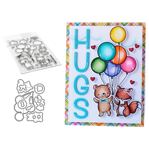 Ballons und Tiere Stempel und Stanzen Set, Stempel Stanzformen Sets Scrapbooking Prägeschablone Für DIY Scrapbooking Kunsthandwerk von Lotmouday