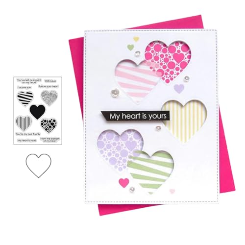 Herz Stempel und Stanzen Set, Stempel Stanzformen Sets Scrapbooking Prägeschablone Für DIY Scrapbooking Kunsthandwerk von Lotmouday
