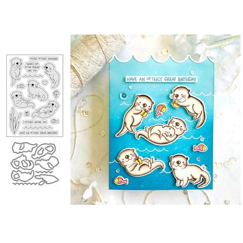 Otter-Tier Stempel und Stanzen Set, Stempel Stanzformen Sets Scrapbooking Prägeschablone Für DIY Scrapbooking Kunsthandwerk von Lotmouday