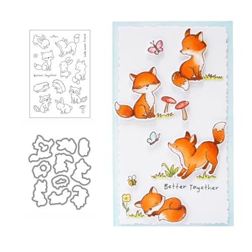 Süßer Fuchs Stempel und Stanzen Set, Stempel Stanzformen Sets Scrapbooking Prägeschablone Für DIY Scrapbooking Kunsthandwerk von Lotmouday