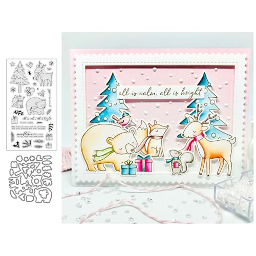 Wintertiere Stempel und Stanzen Set, Stempel Stanzformen Sets Scrapbooking Prägeschablone Für DIY Scrapbooking Kunsthandwerk von Lotmouday