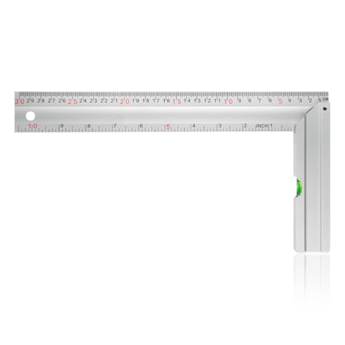 Lotsdonxia 300 mm Aluminium-Anschlagwinkel mit Wasserwaage, metrischer und imperialer Rahmenwinkel für Tischlerei, Holzbearbeitung und DIY-Projekte, langlebiges rechtwinkliges Messwerkzeug Lotsdonxia 300 mm Aluminium-Anschlagwinkel mit Wasserwaage, metrischer und imperialer Rahmenwinkel für Tischlerei, Holzbearbeitung und DIY-Projekte, langlebiges rechtwinkliges Messwerkzeug von Lotsdonxia