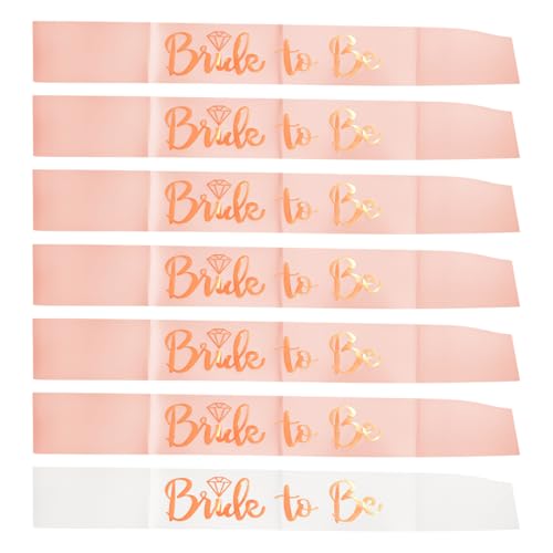 Lotsdonxia Schärpen-Set für die zukünftige Braut, Roségold und Champagner, für Mädchenparty, Brautparty, Junggesellinnenabschied, weicher Satin mit elegantem Schriftzug, 7-teilig Lotsdonxia Schärpen-Set für die zukünftige Braut, Roségold und Champagner, für Mädchenparty, Brautparty, Junggesellinnenabschied, weicher Satin mit elegantem Schriftzug, 7-teilig von Lotsdonxia