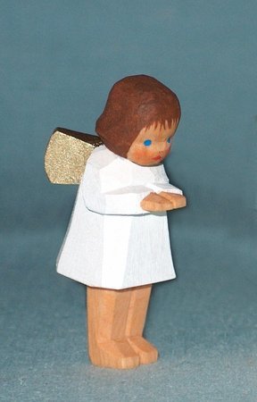 Engel neugierig braun von Lotte Sievers-Hahn Krippenfigur mit Baumwollbeutel von Lotte Sievers-Hahn
