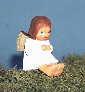 Lotte Sievers-Hahn Krippenfigur Engel gebeugt sitzend braun Baumwollbeutel von Lotte Sievers-Hahn
