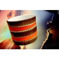 Blumentopf, Keramik, 70Er Jahre Kult, Orange/Brauner Übertopf, Sammlerstück von Lottekreativ