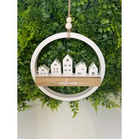 Häuserloop/Häuserkranz Zum Hängen/ Dekoring Willkommen Geschenk Mitbringsel Dekoration Türkranz Keracraft von LottesHandmadeLaden
