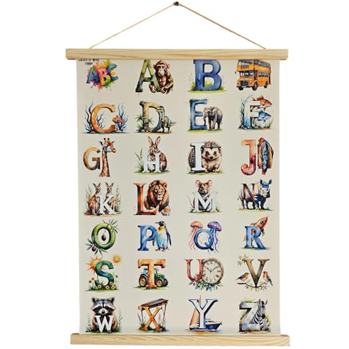 Lotti & Will RB & G ABC Poster – Alphabet Lernposter mit Tieren & Fahrzeugen für Kinderzimmer, Vorschule & Kita | Pädagogische Wanddekoration, Lernhilfe ab 3 Jahren abc poster (inkl. Aufhängung Holz) von Lotti & Will RB & G