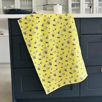 Leinen Buzzy Bee Gelb Geschirrtuch, Bienen-Design, Helles T-Handtuch, Bumble Geschenk, Biene Thema Geschenk von LottieLaneDesigns