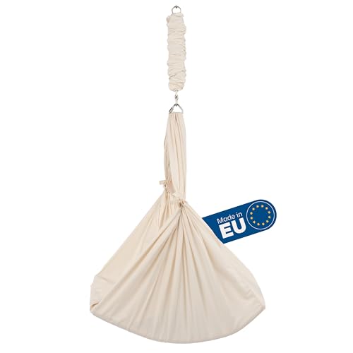 Lottili Baby Federwiege Hängematte mit Zugfeder (Beige) - GOTS & ÖKOTEX 100 Zertifizierte Babywiege als Babywippe - Baby Swing Wiege hängend- Baby & Neugeborene Möbel (196) von Lottili