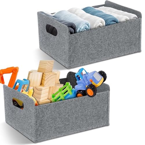 2er Set stabiler Filzkorb in anthrazit für Regal und Kleiderschrank - faltbarer Organizer - kleiner Faltkorb zur Aufbewahrung 30 x 24 x 15 cm 2er Set stabiler Filzkorb in anthrazit für Regal und Kleiderschrank - faltbarer Organizer - kleiner Faltkorb zur Aufbewahrung 30 x 24 x 15 cm von Lottogo