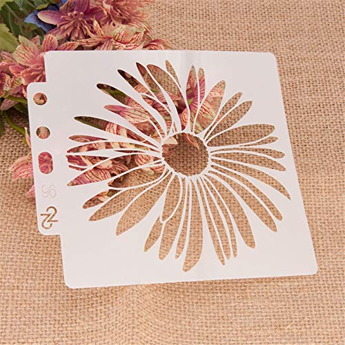 Lottoyday Blume DIY Aushöhlen Design PET Kunststoff Schablone, perfekt geeignet für Textilgestaltung, Wandgestaltung, Fenster, Papier, Scrapbooking, Kinder Basteln, 13x14cm/5.12x5.51in von Lottoyday