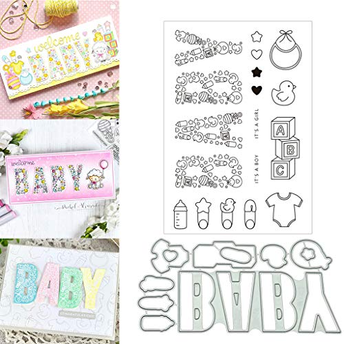 Baby Products Silikon Stempel und Stanzschablonen Set für DIY Kartenherstellung Scrapbooking Album, Fotoalbum dekoration(Cutting Dies&Clear Stamp Seal) von Lottoyday