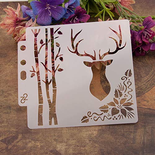 Lottoyday Deer DIY Aushöhlen Design PET Kunststoff Schablone, perfekt geeignet für Textilgestaltung, Wandgestaltung, Fenster, Papier, Scrapbooking, Kinder Basteln, 14x13cm/5.51x5.12in von Lottoyday