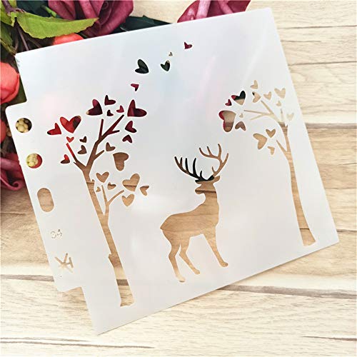 Lottoyday Hirsch DIY Aushöhlen Design PET Kunststoff Schablone, perfekt geeignet für Textilgestaltung, Wandgestaltung, Fenster, Papier, Scrapbooking, Kinder Basteln, 13x14cm/5.12x5.51in von Lottoyday