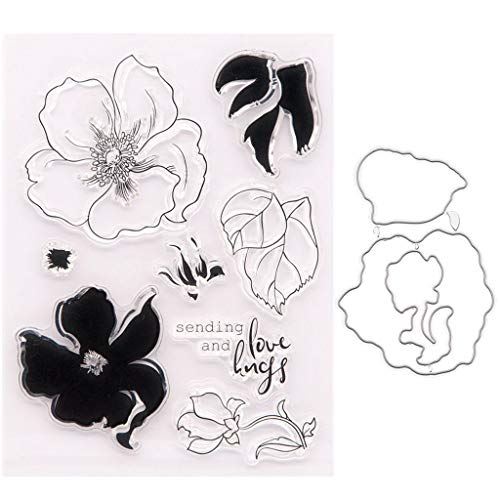 Lottoyday Liebesblume Silikon Stempel und Stanzschablonen Set für DIY Kartenherstellung Scrapbooking Album, Fotoalbum Dekoration(Cutting Dies&Clear Stamp Seal) von Lottoyday
