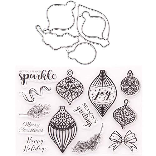 Lottoyday Weihnachtselemente Silikon Stempel und Stanzschablonen Set für DIY Kartenherstellung Scrapbooking Album, Fotoalbum Dekoration(Cutting Dies&Clear Stamp Seal) von Lottoyday