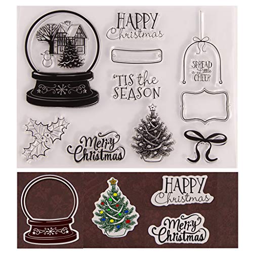 Merry Christmas Silikon Stempel und Stanzschablonen Set für DIY Kartenherstellung Scrapbooking Album, Fotoalbum dekoration(Cutting Dies&Clear Stamp Seal) von Lottoyday