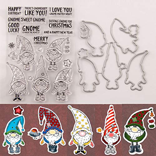 Santa Claus Silikon Stempel und Stanzschablonen Set für DIY Kartenherstellung Scrapbooking Album, Fotoalbum dekoration(Cutting Dies&Clear Stamp Seal) von Lottoyday