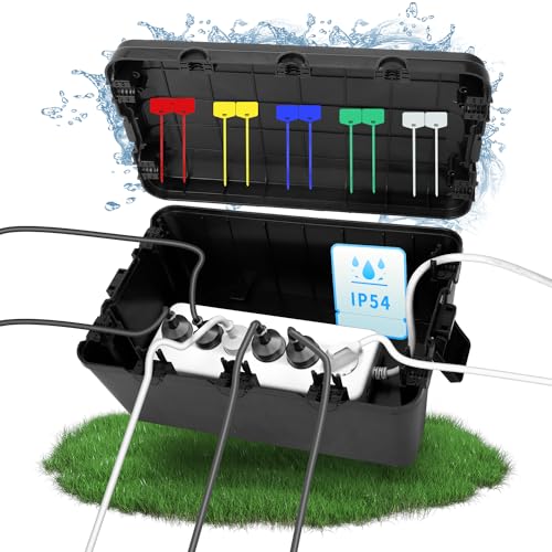 Kabelbox Wasserdichte Outdoor Kabel Safebox, Aussen Wetterfeste Steckerschutz & Schutz von Steckdosenleiste, Extra Große Kabel Box 32 * 22 * 13cm, Schwarz - Elektrobox - Schutzbox von Lottsall