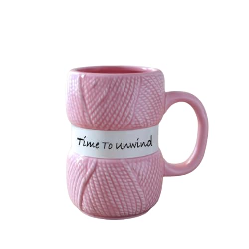LOTUS YARNS Gestrickte Garntasse, buntes Wollkugel-Design, Weihnachts-, Geburtstags- oder Muttertagsgeschenk (Rosa) von Lotus Yarns