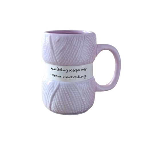 LOTUS YARNS Gestrickte Garntasse, buntes Wollkugel-Design, Weihnachts-, Geburtstags- oder Muttertagsgeschenk (lila) von Lotus Yarns