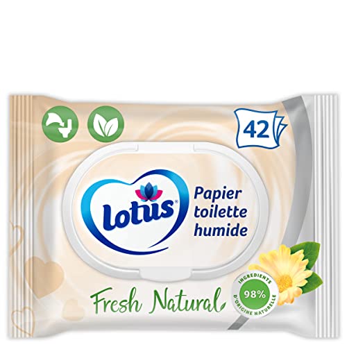 Lotus Feuchtes Toilettenpapier Fresh Natural – ohne Farbstoffe und Duftstoffe – 100% natürliche FSC-Fasern – 42 Stück (1 Stück) von Lotus