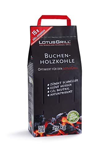 LotusGrill Buchen-Holzkohle 2,5 kg! Speziell entwickelt für den raucharmen Holzkohlegrill/Tischgrill von LotusGrill