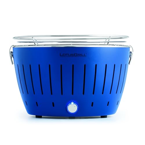 LotusGrill Classic Tiefblau G340 der raucharme Holzkohlegrill/Tischgrill mit USB-Anschluß von LotusGrill