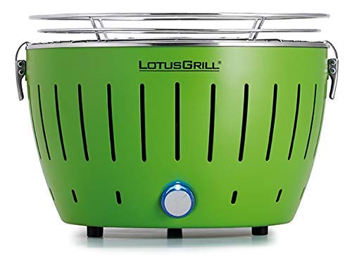 LotusGrill S Small Kompakt Limettengrün der raucharme Holzkohle-/Tischgrill in verschiedenen Farben. Stromversorgung via USB-Anschluß oder Powerbank. Für Camper, Wanderer und auf dem Boot geeignet von LotusGrill
