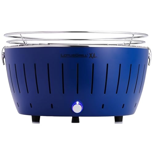 LotusGrill XL Tiefblau G435 der raucharme Holzkohlegrill/Tischgrill mit USB-Anschluß von LotusGrill