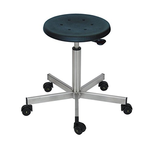 Lotz Drehhocker Edelstahl Modell 3912 mit Rollen, Sitz Schwarz von Lotz