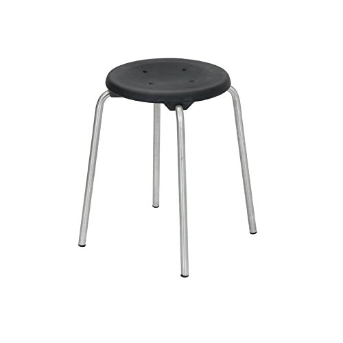 Stapel-Hocker Edelstahl Modell 3258, Höhe 58 cm, Sitz schwarz von Lotz von Lotz