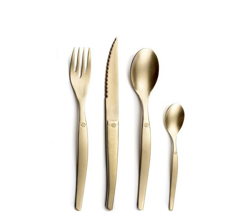 Lou Laguiole Besteck-Set JET (16-tlg), 4 Personen, Edelstahl 18/0, PVD gold, satiniert von Lou Laguiole