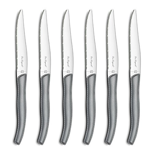 Lou Laguiole SKY Steakmesser-Set, Edelstahl, rostfrei, Klingenlänge 23,2 cm, 6-teilig, grau von Lou Laguiole