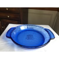 Anker Hocking 1 Quart Blue Pie Platte Pfanne 24 cm von LouChristieAntiques