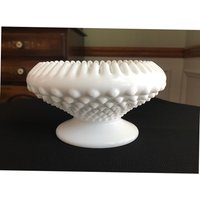 Fenton Art Milchglas Hobnail Ribbon Kerzenschale 3770 von LouChristieAntiques
